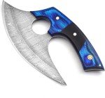 Damascus Steel Ulu Knife with Sheath - Versatile Design