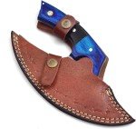 Damascus Steel Ulu Knife with Sheath - Versatile Design