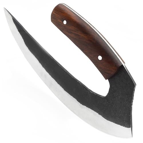 Handmade Damascus Steel Ulu Knife with Sheath