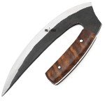 Handmade Damascus Steel Ulu Knife with Sheath