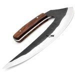 Handmade Damascus Steel Ulu Knife with Sheath