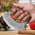 One-Handed Damascus Ulu Knife with Sheath