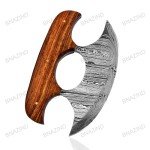 Damascus Ulu Knife with Sheath - 6" Alaskan Design