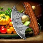 Damascus Ulu Knife with Sheath - 6" Alaskan Design