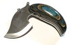 Alaska Dymondwood Folding Ulu Pocket Knife - Blue Green