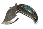 Alaska Dymondwood Folding Ulu Pocket Knife - Blue Green