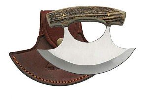5.5" Ulu Knife with Stag Handle and Sheath