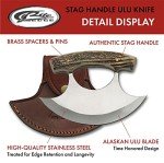 5.5" Ulu Knife with Stag Handle and Sheath