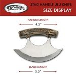 5.5" Ulu Knife with Stag Handle and Sheath