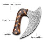 Handmade Damascus Steel Ulu Knife with Leather Sheath