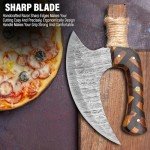 Handmade Damascus Steel Ulu Knife with Leather Sheath