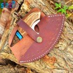 Custom D2 Steel Ulu Knife with Leather Sheath