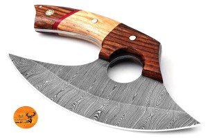 Handmade Damascus Steel Ulu Knife & Pizza Cutter