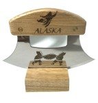 Alaska Birch Ulu Knife with Wood Stand