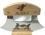 Alaska Birch Ulu Knife with Wood Stand