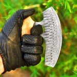 Damascus Ulu Fixed Blade Knife for Camping