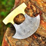 Damascus Steel Ulu Fixed Blade Hunting Knife