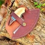 Damascus Ulu Fixed Blade Knife for Camping