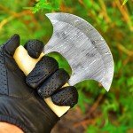 Damascus Steel Ulu Fixed Blade Hunting Knife