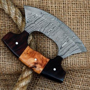 Handmade Damascus Ulu Knife for All Cooking Needs