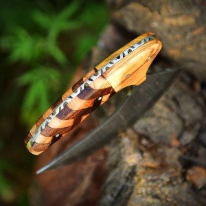 Damascus Steel Chef Ulu Knife with Wood Handle