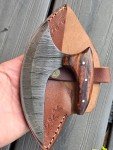 Hand Forged Damascus Ulu Knife with Sheath