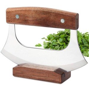 KAYCROWN Stainless Steel Ulu Knife with Stand