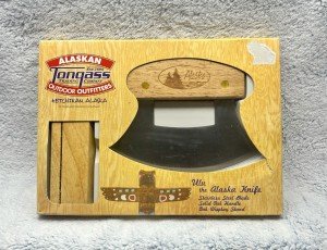Tongass Alaska 6" Ulu Knife with Oak Stand
