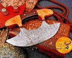Personalized Forged Damascus Steel Ulu Chef Knife