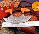 Personalized Forged Damascus Steel Ulu Chef Knife