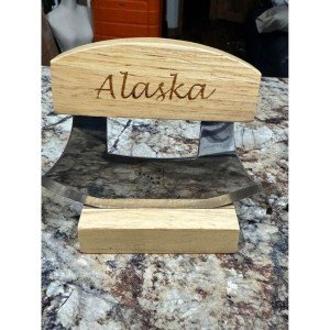 Alaska Ulu Knife with Stand - Stainless Steel