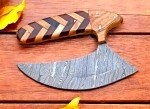 Custom Handmade Damascus Steel Ulu Chef Knife
