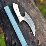 Damascus Steel Ulu Knife with Camel Bone Handle