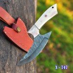 Damascus Steel Ulu Knife with Camel Bone Handle