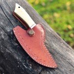 Damascus Steel Ulu Knife with Camel Bone Handle