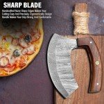 Handmade Damascus Steel Ulu Knife with Sheath