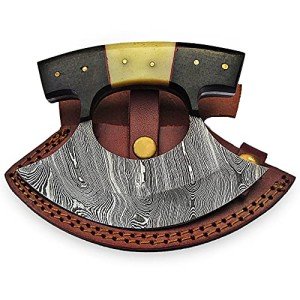 Damascus Steel Ulu Knife with Bone Handle