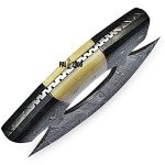 Damascus Steel Ulu Knife with Bone Handle