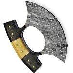 Damascus Steel Ulu Knife with Bone Handle