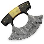 Damascus Steel Ulu Knife with Bone Handle