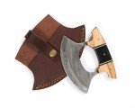 Hand Forged Damascus ULU Knife with Sheath