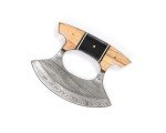 Hand Forged Damascus ULU Knife with Sheath