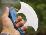 D2 Steel Ulu Knife with Blue Pakka Handle
