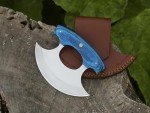D2 Steel Ulu Knife with Blue Pakka Handle