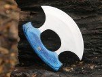 D2 Steel Ulu Knife with Blue Pakka Handle