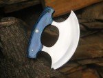 D2 Steel Ulu Knife with Blue Pakka Handle