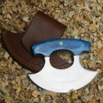 D2 Steel Ulu Knife with Blue Pakka Handle