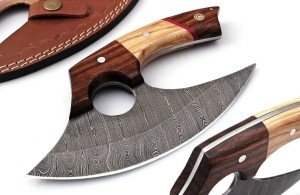 Traditional Alaskan Full Tang Damascus Ulu Knife