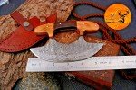 Hand-Forged Damascus Steel Ulu Kitchen Knife