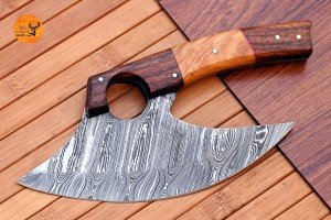Custom Handmade Damascus Steel Ulu Chef Knife